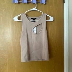 Forever 21 Taupe Cut-Out Knit Top